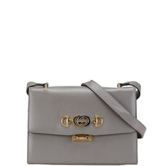 グッチ ズゥミ 斜め掛け ショルダーバッグ 576388 グレー レザー レディース GUCCI 【中古】