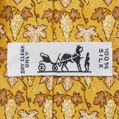 エルメス ぶどう 葡萄 ネクタイ イエロー ブラウン マルチカラー シルク メンズ HERMES 【中古】
