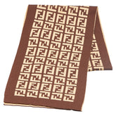 フェンディ ズッカ マフラー ブラウン ベージュ ウール レディース FENDI 【中古】