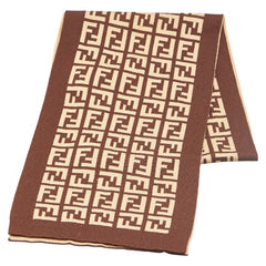 フェンディ ズッカ マフラー ブラウン ベージュ ウール レディース FENDI 【中古】