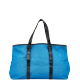 ボッテガヴェネタ イントレチャート トートバッグ ブルー キャンバス レザー レディース BOTTEGAVENETA 【中古】