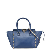 ヴァレンティノ ロックスタッズ ハンドバッグ ショルダーバッグ 2WAY ブルー レザー レディース VALENTINO 【中古】