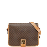 セリーヌ マカダム ショルダーバッグ ブラウン PVC レザー レディース CELINE 【中古】