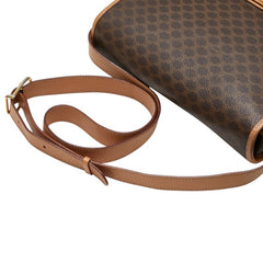 セリーヌ マカダム ショルダーバッグ ブラウン PVC レザー レディース CELINE 【中古】