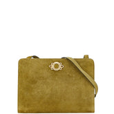 サルヴァトーレフェラガモ 斜め掛け ショルダーバッグ グリーン カーキ スウェード レディース Salvatore Ferragamo 【中古】