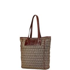 フェンディ ズッキーノ トートバッグ ショルダーバッグ 8BH174 ベージュ ブラウン キャンバス レザー レディース FENDI 【中古】