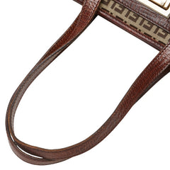 フェンディ ズッキーノ トートバッグ ショルダーバッグ 8BH174 ベージュ ブラウン キャンバス レザー レディース FENDI 【中古】