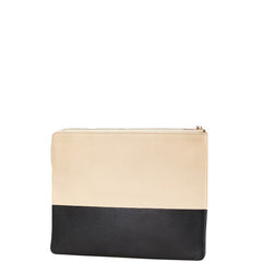 セリーヌ バイカラー クラッチバッグ ベージュ ブラック レザー レディース CELINE 【中古】