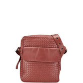 ボッテガヴェネタ イントレチャート 斜め掛け ショルダーバッグ レッド レザー レディース BOTTEGAVENETA 【中古】