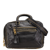 プラダ 三角ロゴプレート スタッズ ハンドバッグ ショルダーバッグ 2WAY ブラック レザー レディース PRADA 【中古】