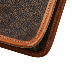 セリーヌ マカダム 斜め掛け ショルダーバッグ ブラウン レザー レディース CELINE 【中古】