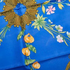 エルメス カレ90 ARABESQUES アラベスク スカーフ ブルー マルチカラー シルク レディース HERMES 【中古】