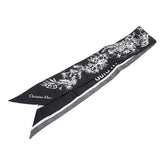 ディオール ミッツァ トワル ドゥ ジュイ フラワー スカーフ ブラック ホワイト シルク レディース Dior 【中古】