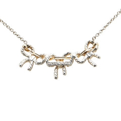 ティファニー トリプルリボン ネックレス シルバー ゴールド SV925 シルバー K18 ゴールド コンビ レディース TIFFANY&Co. 【中古】