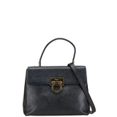 サルヴァトーレフェラガモ ガンチーニ ハンドバッグ ショルダーバッグ 2WAY ブラック レザー レディース Salvatore Ferragamo 【中古】