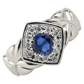 Pt900 プラチナ サファイア0.70ct ダイヤ0.11ct リング 指輪 レディース 12号 【中古】