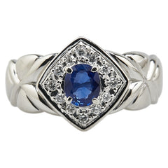 Pt900 プラチナ サファイア0.70ct ダイヤ0.11ct リング 指輪 レディース 12号 【中古】