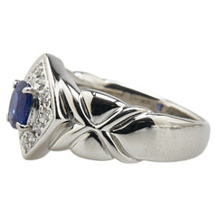 Pt900 プラチナ サファイア0.70ct ダイヤ0.11ct リング 指輪 レディース 12号 【中古】