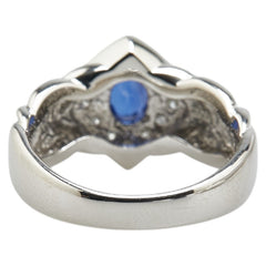 Pt900 プラチナ サファイア0.70ct ダイヤ0.11ct リング 指輪 レディース 12号 【中古】