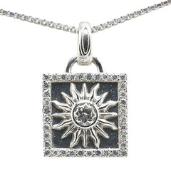 K18WG ホワイトゴールド Pt950 プラチナ コンビ ダイヤ0.62ct スクエア サン 太陽 モチーフ ベネチアン チェーン ネックレス レディース 【中古】