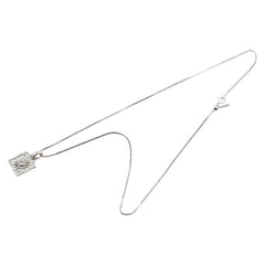 K18WG ホワイトゴールド Pt950 プラチナ コンビ ダイヤ0.62ct スクエア サン 太陽 モチーフ ベネチアン チェーン ネックレス レディース 【中古】