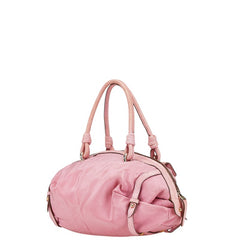 サルヴァトーレフェラガモ ガンチーニ ハンドバッグ ピンク キャンバス レザー レディース Salvatore Ferragamo 【中古】