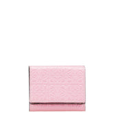 ロエベ アナグラム 三つ折り財布 ピンク レザー レディース LOEWE 【中古】