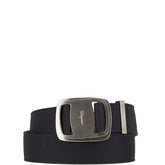 サルヴァトーレフェラガモ ヴァラ バックル ベルト サイズ:S ブラック シルバー レザー ナイロン レディース Salvatore Ferragamo 【中古】