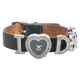 ドルチェアンドガッバーナ TIME I Love D&G 腕時計 DW0005 クオーツ ブラック文字盤 ステンレススチール レザー ラインストーン レディース DOLCE&GABBANA 【中古】