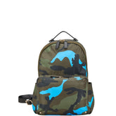 ヴァレンティノ カモフラージュ 迷彩 リュック バックパック カーキグリーン ブルー ナイロン レザー レディース VALENTINO 【中古】