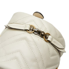 グッチ GGマーモント チェーン ミニ リュック バックパック 598594 ホワイト レザー レディース GUCCI 【中古】