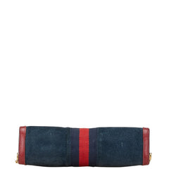 グッチ オフィディア 斜め掛け チェーン ショルダーバッグ 503877 ネイビー レッド レザー スエード レディース GUCCI 【中古】