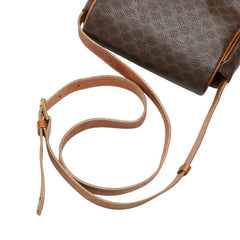 セリーヌ マカダム ショルダーバッグ ブラウン PVC レザー レディース CELINE 【中古】