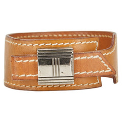 エルメス アルテミス ブレスレット ブラウン シルバー ボックスカーフ レディース HERMES 【中古】