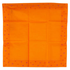 エルメス 水玉 ドット 刺繍 ハンカチ オレンジ コットン レディース HERMES 【中古】
