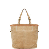 コーチ トートバッグ ショルダーバッグ ベージュ ブラウン スウェード レディース COACH 【中古】