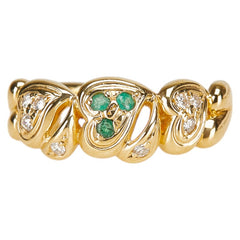 K18YG イエローゴールド エメラルド0.08ct ダイヤ0.10ct リング 指輪 レディース 10.5号 【中古】