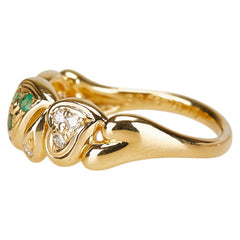 K18YG イエローゴールド エメラルド0.08ct ダイヤ0.10ct リング 指輪 レディース 10.5号 【中古】