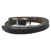 エルメス アピ3 ロング ブレスレット チョーカー ブラック シルバー レザー レディース HERMES 【中古】