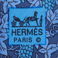 エルメス ぶどう 葡萄 ネクタイ ネイビー ブルー シルク メンズ HERMES 【中古】