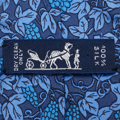 エルメス ぶどう 葡萄 ネクタイ ネイビー ブルー シルク メンズ HERMES 【中古】