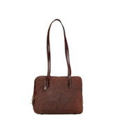 プラダ 三角ロゴプレート ハンドバッグ ショルダーバッグ ブラウン ナイロン レザー レディース PRADA 【中古】