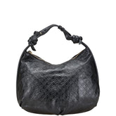 ゲラルディーニ ロゴ型押し ハンドバッグ ワンショルダーバッグ ブラック レザー レディース GHERARDINI 【中古】