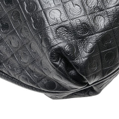 ゲラルディーニ ロゴ型押し ハンドバッグ ワンショルダーバッグ ブラック レザー レディース GHERARDINI 【中古】