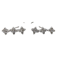 K18WG ホワイトゴールド ダイヤ0.25ct 花 フラワー モチーフ スイング ネジ式 イヤリング レディース 【中古】