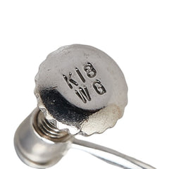 K18WG ホワイトゴールド ダイヤ0.25ct 花 フラワー モチーフ スイング ネジ式 イヤリング レディース 【中古】