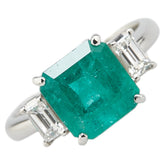 Pt900 プラチナ エメラルド3.17ct ダイヤ0.51ct リング 指輪 レディース 13号 【中古】