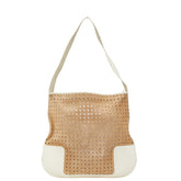 ロエベ アナグラム パンチング ワンショルダーバッグ ブラウン ホワイト レザー スエード レディース LOEWE 【中古】