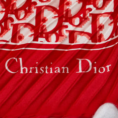 ディオール トロッター プリーツ スカーフ レッド ホワイト シルク レディース Dior 【中古】