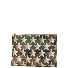 ヴァレンティノ カモフラージュ 迷彩 スター 星 クラッチバッグ カーキ ブラウン ナイロン レザー メンズ VALENTINO 【中古】